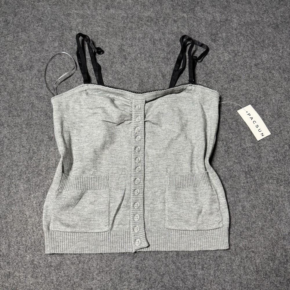 Beverly and Beck NWT Top Womens XS Button Front Tank Y2K Coquette Grunge Goth